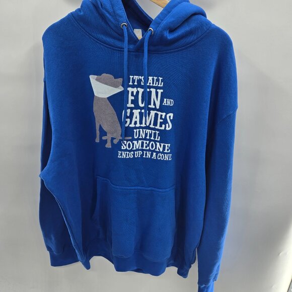 Lane Seven Blue Dog Cone Humor Hooded Sweatshirt Size XL - Picture 3 of 12